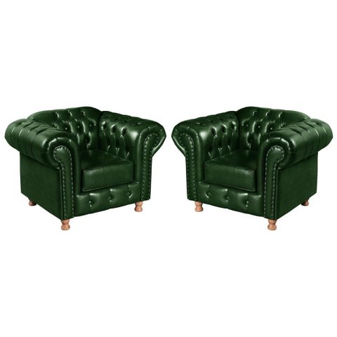 Conjunto 2 Poltronas Luis Xv - Couríssimo Verde 075