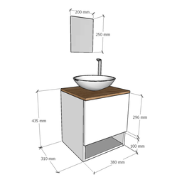 Gabinete de Banheiro 40cm com Cuba e Espelho Completo Lavabo Armário Suspenso - 6