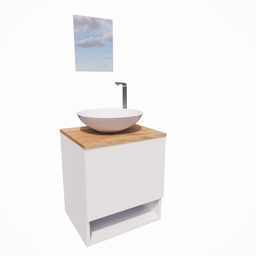 Gabinete de Banheiro 40cm com Cuba e Espelho Completo Lavabo Armário Suspenso - 1
