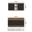 Ver imagem 3 de Cozinha Compacta Madesa Agata 150001 com Armário e Balcão (Com Tampo) Rustic/Preto Cor:Rustic Preto