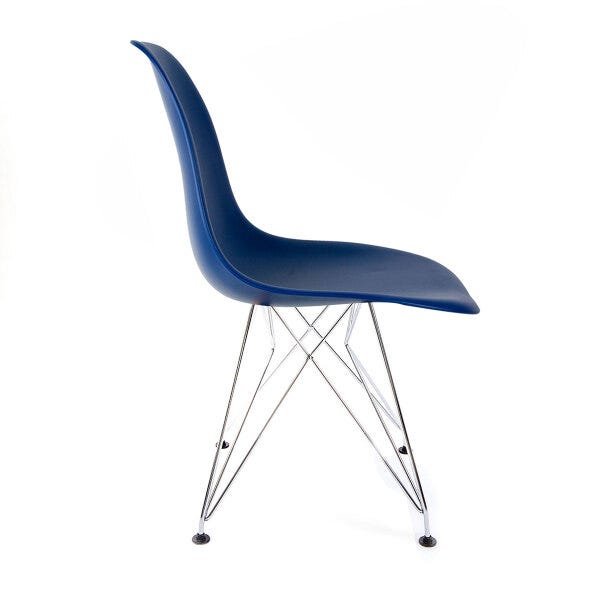 Kit 2 Cadeiras Eames Azul Marinho - Base Eiffel Cromada - 4