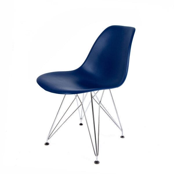 Kit 2 Cadeiras Eames Azul Marinho - Base Eiffel Cromada - 2