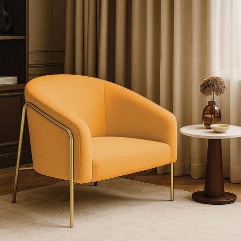 Poltrona Sala Industrial Alta Dourado Stella Bouclê D03 - D’Rossi