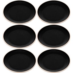 Conjunto 6 Pratos para Lanche Sobremesa Melamina Preto Wolff Class Pratinhos 15cm Mesa Posta - 1