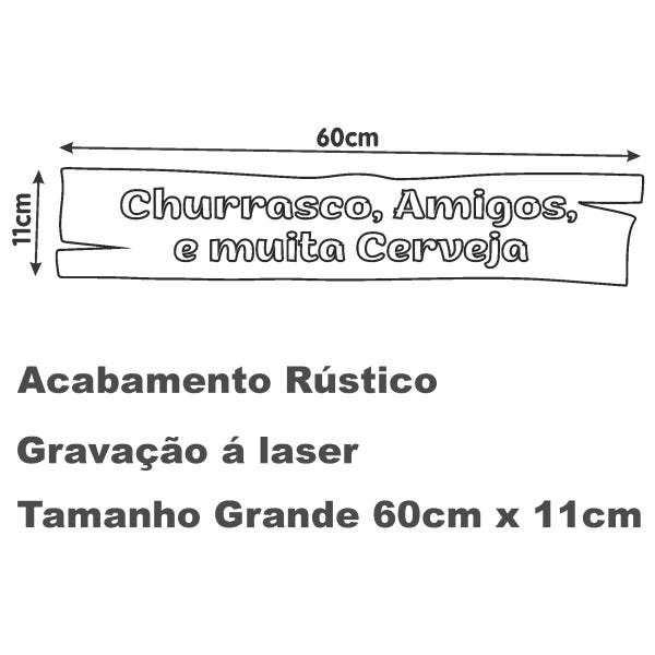 Placa Churrasqueira Rico Faz Terapia Eu Bebo 60x11 - 3