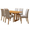 Ver imagem 2 de Conjunto Sala de Jantar 6 Lugares Retangular Tampo MDF Mesa Tessera e Cadeiras Pés Madeira Jade