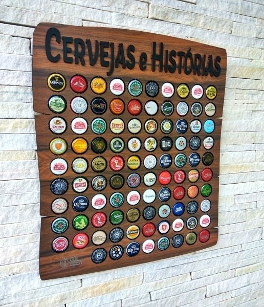 Quadro Porta Tampinhas Rustic - 80 - Cervejas Histórias - 5