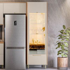Cristaleira 2 Portas 1 Gaveta e Led Atena Linea Brasil