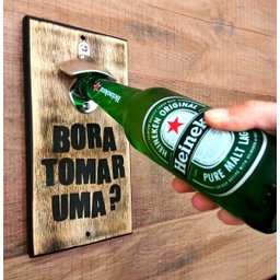 Abridor de Garrafa de Parede Rústico - Bora Tomar Uma 25x12 - 2