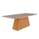 Ver imagem 1 de Mesa de Sala Jantar Helena + Tampo Madeirado Vidro 210x100cm Nature/off White - Cimol