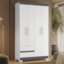 Ver imagem 2 de Guarda Roupa Solteiro Olímpia 4 Portas 2 Gavetas Quadriflex Branco/titanium - Móveis Albatroz