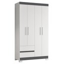 Ver imagem 1 de Guarda Roupa Solteiro Olímpia 4 Portas 2 Gavetas Quadriflex Branco/titanium - Móveis Albatroz