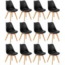 Ver imagem 1 de Conjunto 12 Cadeiras de Jantar Eames Wood Leda Design Estofada - Preto