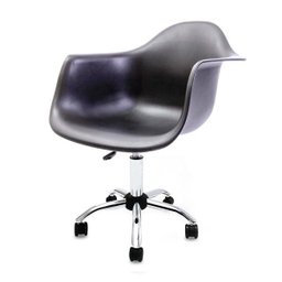Cadeira Eames com Braços Preta - Base Office Cromada - 1