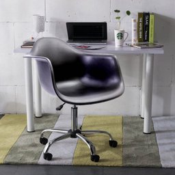 Cadeira Eames com Braços Preta - Base Office Cromada - 5