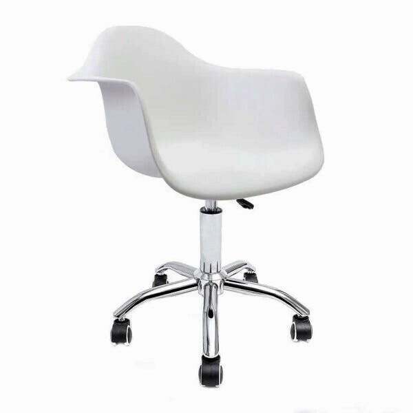 Cadeira Eames com Braços Branca - Base Office Cromada