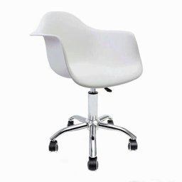 Cadeira Eames com Braços Branca - Base Office Cromada - 1