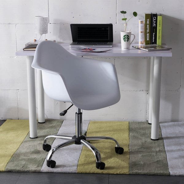 Cadeira Eames com Braços Branca - Base Office Cromada - 5