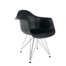 Cadeira Eames com Braços Preta - Base Eiffel Cromada - 1
