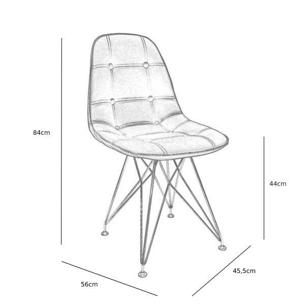 Cadeira Eames Botonê Preta - Base Eiffel Cromada - 5