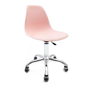 Cadeira Eames Rosa - Base Office Cromada