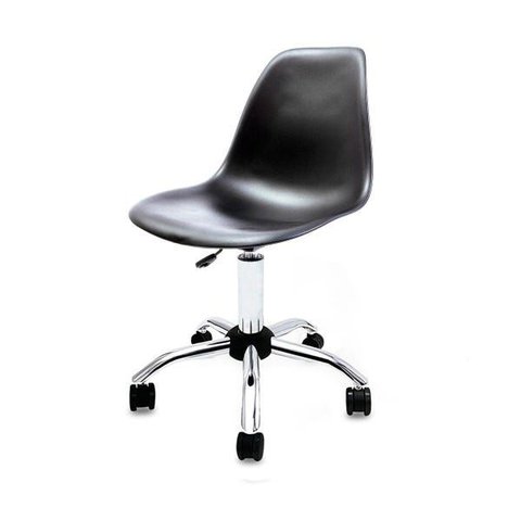 Cadeira Eames Preta em Polipropileno com Base Office Cromada para Escritório e Home Office