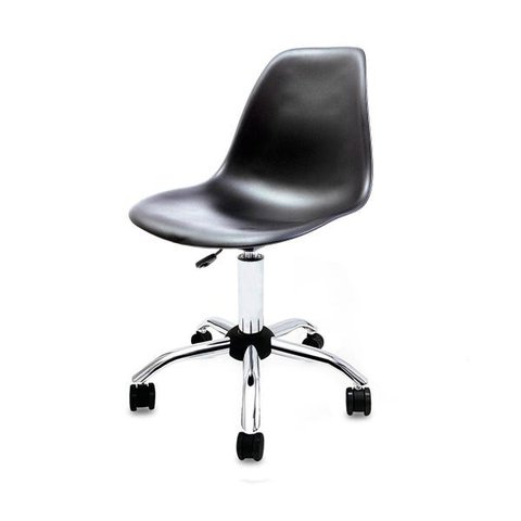 Cadeira Eames Preta - Base Office Cromada