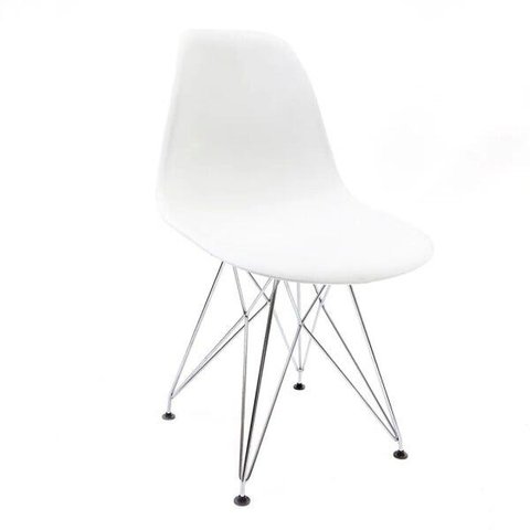 Cadeira Eames Branca - Base Eiffel Cromada