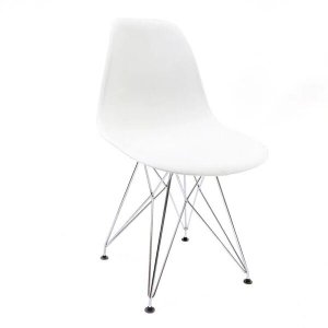 Cadeira Eames Branca - Base Eiffel Cromada