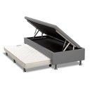 Ver imagem 1 de Cama Box Baú Solteiro com Auxiliar Espuma Sintético Cinza 56x88x188