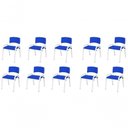 Ver imagem 1 de Kit 10 Cadeira Iso Infantil Creche, Base Branco Azul