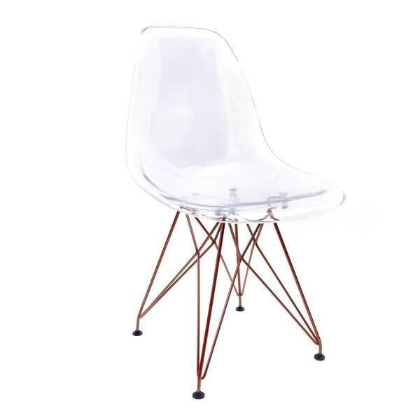 Cadeira Eames Transparente - Base Eiffel Cobre - 1