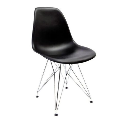 Cadeira Eames Preta - Base Eiffel Cromada
