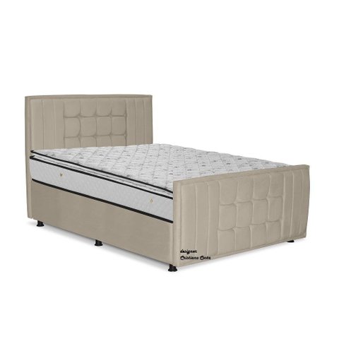 Cama com Cabeceira Casal Estofada Uvaia 140cm Suede: Bege