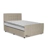 Cama com Cabeceira Casal Estofada Uvaia 140cm Suede: Bege - 1