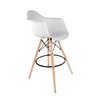 Conjunto com 2 Banquetas Eames com Braços Branca - Base de Madeira Natural - 2