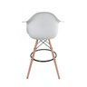 Conjunto com 2 Banquetas Eames com Braços Branca - Base de Madeira Natural - 5
