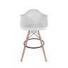 Conjunto com 2 Banquetas Eames com Braços Branca - Base de Madeira Natural - 3