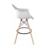 Conjunto com 2 Banquetas Eames com Braços Branca - Base de Madeira Natural - 4