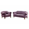Conjunto Sofá Duquesa Chesterfield 2 Lugares + 1 Poltrona - Veludo Roxo - 1