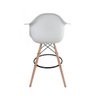 Banqueta Eames com Braços Branca - Base de Madeira Natural - 2