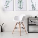 Ver imagem 5 de Banqueta Eames com Braços Branca - Base de Madeira Natural