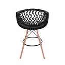 Ver imagem 2 de Banqueta Web Preta - Base de Madeira Natural