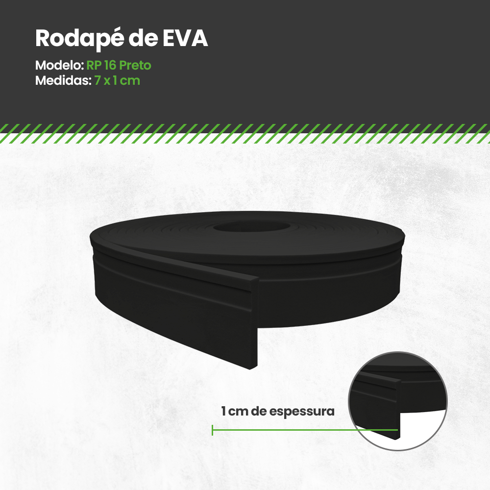 Rodapé de Eva Preto Autocolante 10M Linear 7x1cm  Meu Rodapé - 3