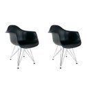 Ver imagem 1 de Kit 2 Cadeiras Eames com Braços Preta - Base Eiffel Cromado