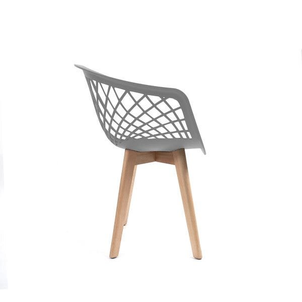 Kit 4 Cadeiras Web Cinza - Base Wood - 3