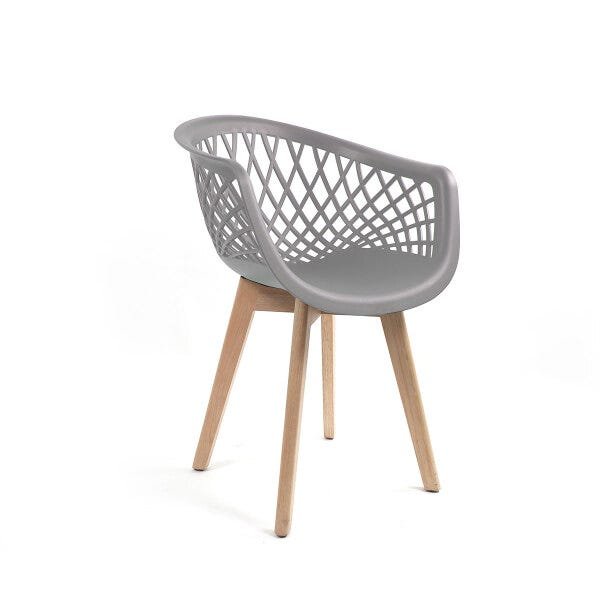 Cadeira Web Cinza - Base Wood