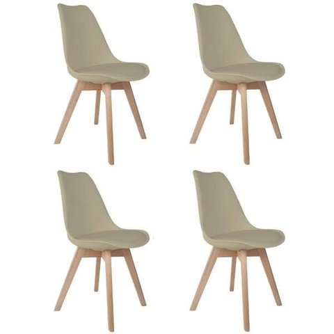 Kit 4 Cadeiras Saarinen Polipropileno Sala de Jantar Base Wood Fendi