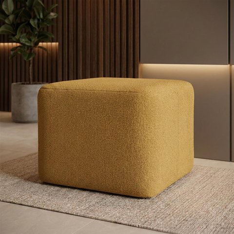 Puff Retangular Decorativo para Sala Orgânico Confortável e Reforçado Bouclé