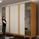 Ver imagem 2 de Guarda Roupa Casal Prime 6 Portas Off White com Cômoda Diamante 4 Gavetas 1 Porta Cinamomo – Leifer